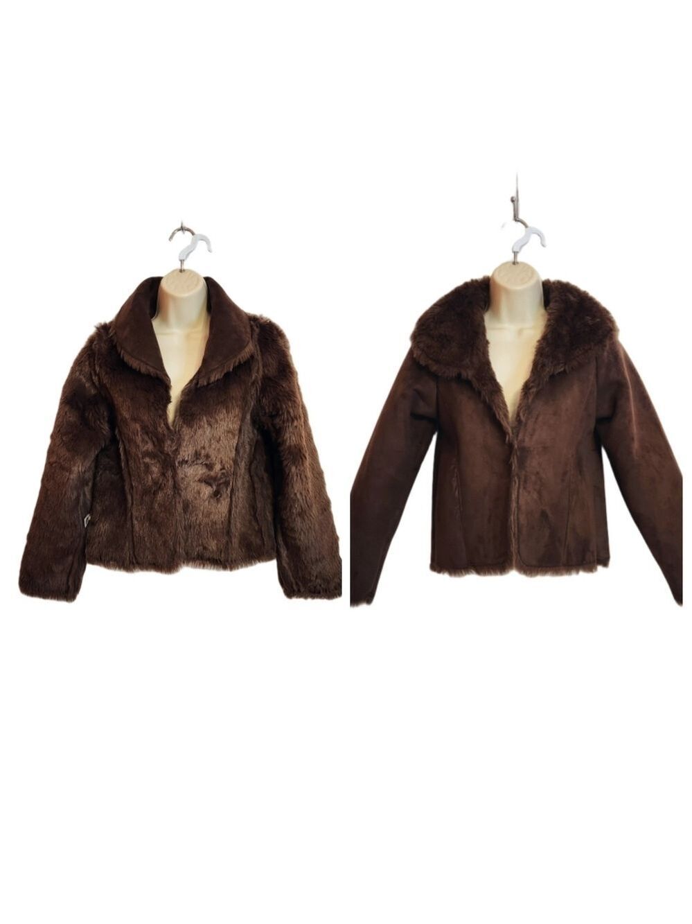 Mixit Reversible Faux Fur Suede Crop Jacket Brown Small